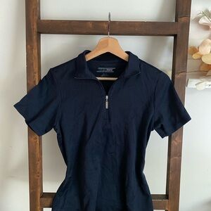 Cutter & Buck Navy Ribbed Short-Sleeve Half-Zip Top